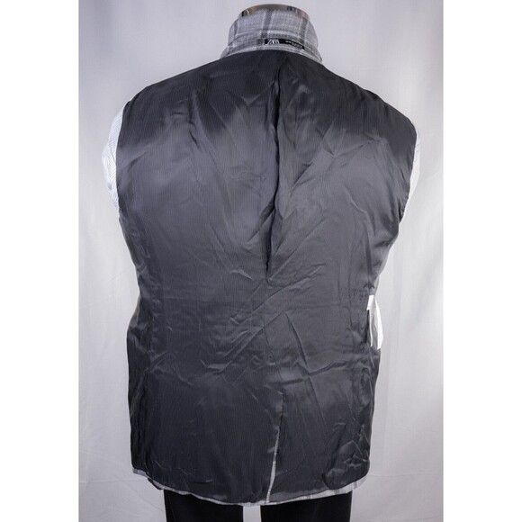 ZARA Sport Coat Jacket Blazer Gray Check 2-Button Sz 42 Single-Vented Poly Blend - Picture 12 of 14